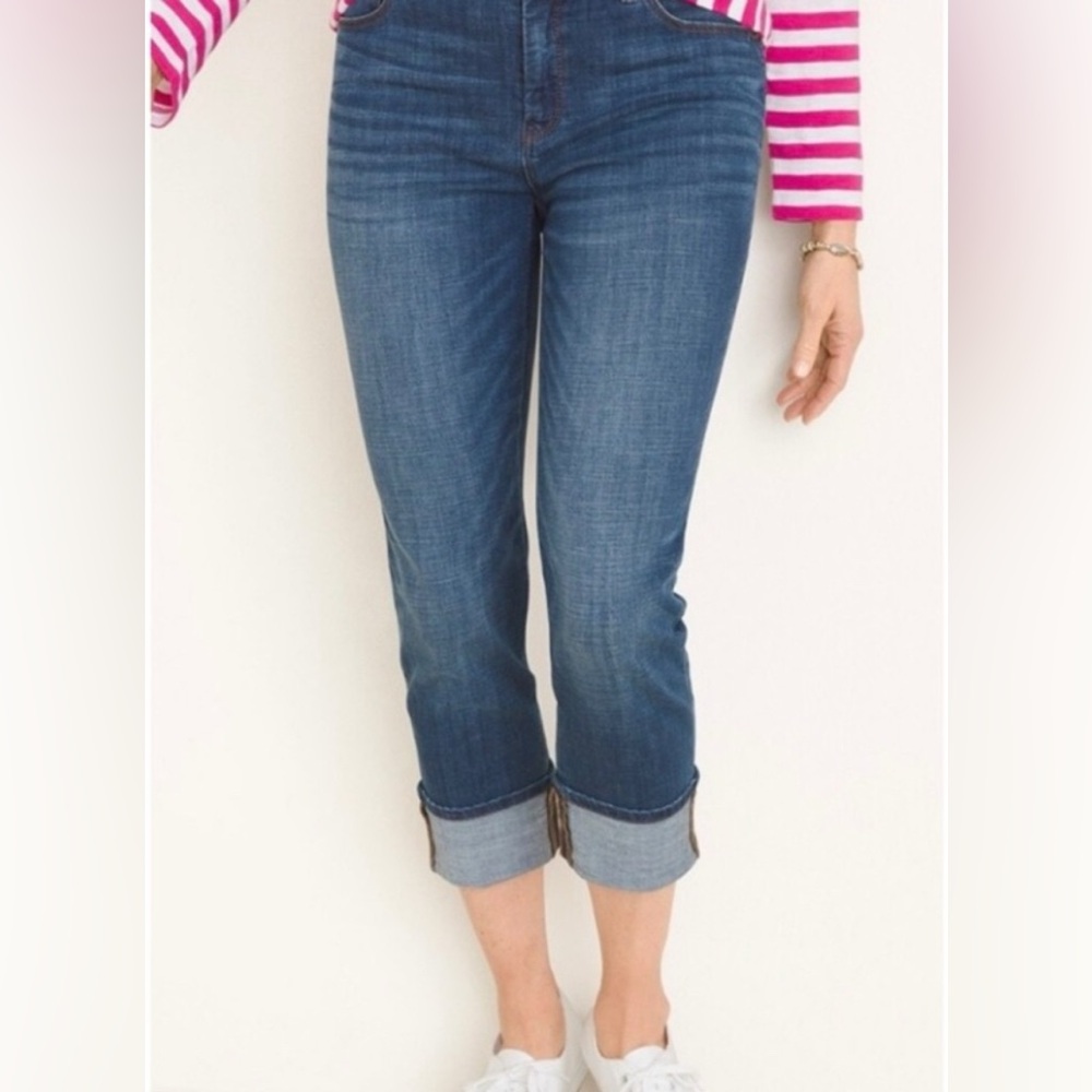 Chico’s Stretch Rolled Crop Blue Jeans Sz S/M (Chico’s 0.5) - Picture 11 of 12